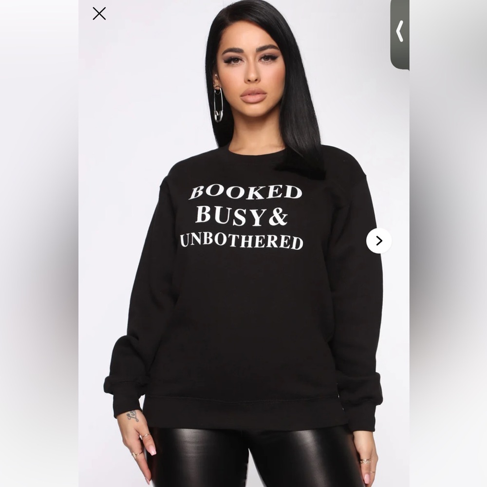 NWT Fashion Nova Black Sweatshirt with White Text